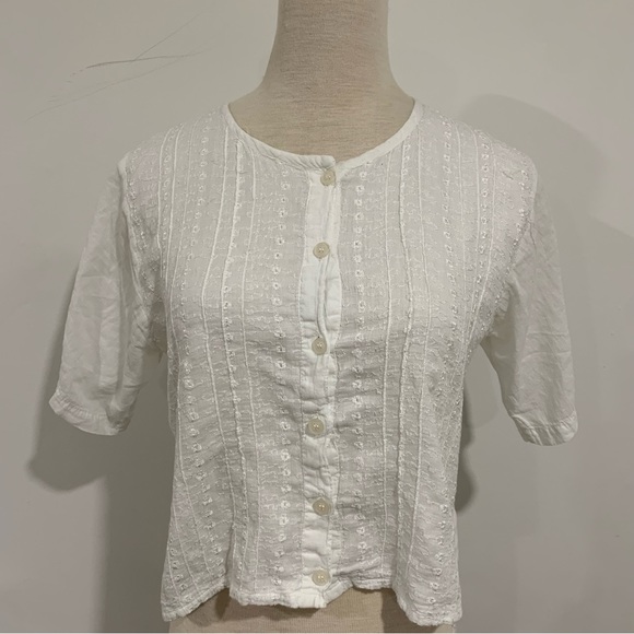 White Cropped Blouse/Shirt - Picture 1 of 6